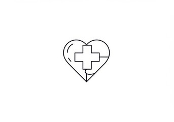 Obraz premium Heart and Cross Symbol for Health and Love Download Icon Isolated on white background.
