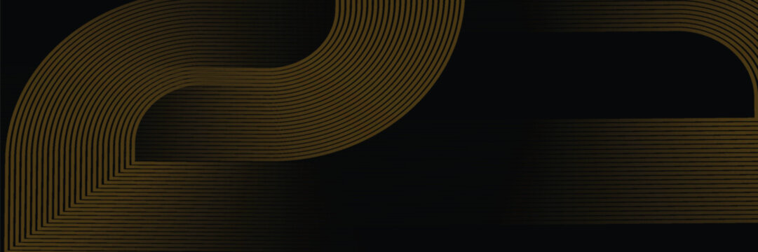 Abstract black digital background with curved parallel lines forming a futuristic geometric pattern. The gradient effect adds depth and a modern tech-