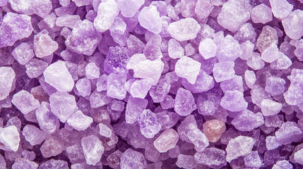 Obraz premium close up of lavender colored sea salt crystals, showcasing their unique texture and vibrant hues, evokes sense of calm and relaxation