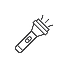 Flashlight icon in flat style. Electric lamp vector illustration on isolated background. Pocket lantern sign business concept.