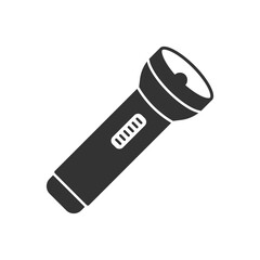 Flashlight icon in flat style. Electric lamp vector illustration on isolated background. Pocket lantern sign business concept.
