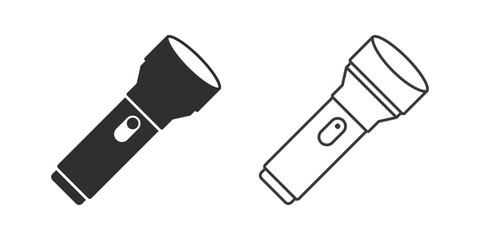 Flashlight icon in flat style. Electric lamp vector illustration on isolated background. Pocket lantern sign business concept.