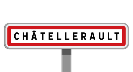 Panneau sur poteau central de Châtellerault