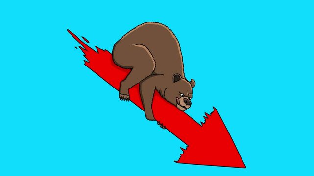 Crypto Bear Riding Candle Chart Isolated