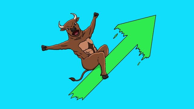 Crypto Bull Riding Candle Chart Isolated