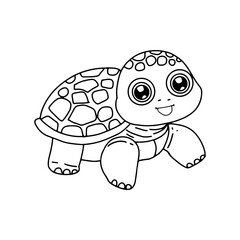 Kawaii turtle character cartoon. Black white line childrenbook. coloringbook turtle. Cute square page coloring book for children. Simple funny kid's drawing.
Turtle coloring pages for kids