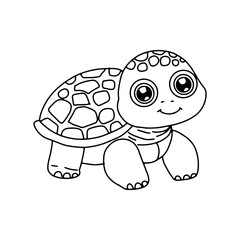 Kawaii turtle character cartoon. Black white line childrenbook. coloringbook turtle. Cute square page coloring book for children. Simple funny kid's drawing.
Turtle coloring pages for kids