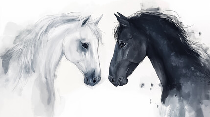 Horse illustration material
