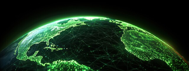 Glowing earth, network connections for global communication, business use