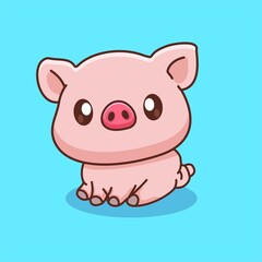 Pig Sitiing Illustration