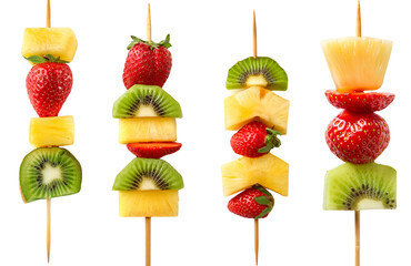 Colorful fruit skewers, perfect for healthy snacks and summer parties.