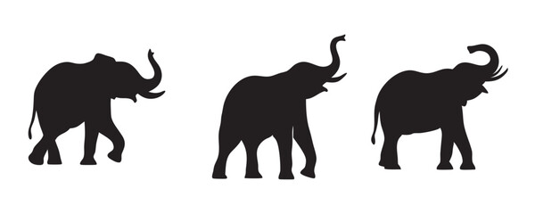 elephant collection, set of elephant silhouette vector illustration on a white background
