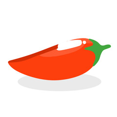 Simple design red chili flat design. Chili pepper, cartoon chili. Red hot chili pepper.  vector for packaging, snacks, design.

