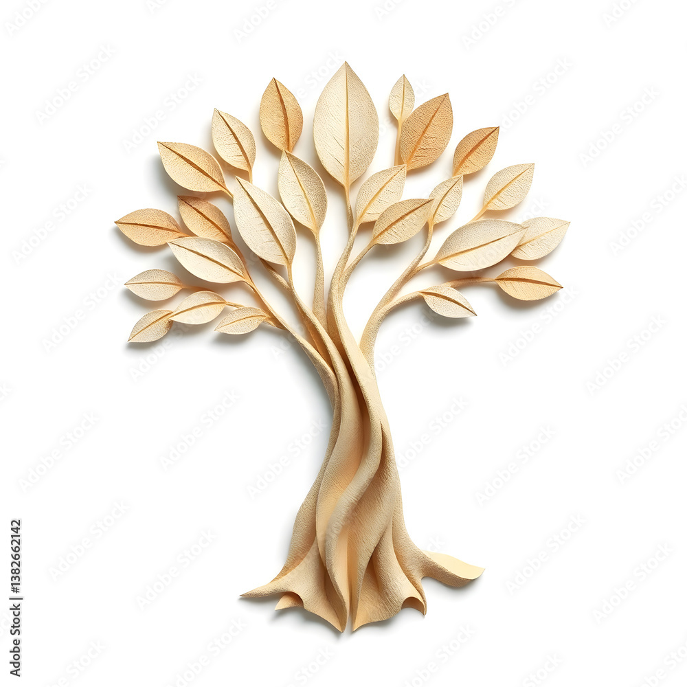 Fototapete a digital illustration of a tree of life symbol, a root within a circle, rendered in layered paper c