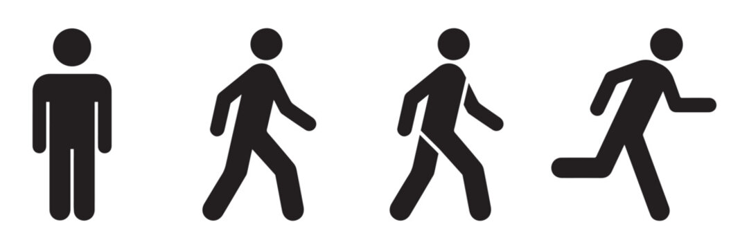  human person walking icon . isolated transparent people walk black outline and filled version of vector illustration