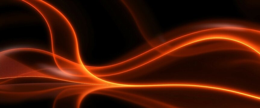 Abstrakte, flie&szlig;ende Formen in Orange und Schwarz mit leuchtenden Linien. Ideal f&uuml;r moderne oder futuristische Designprojekte.