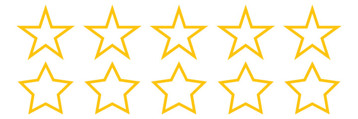 Ten stars black and golden customer product rating review flat icon for apps and websites  of vector illustration