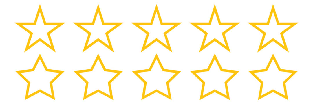 Ten stars black and golden customer product rating review flat icon for apps and websites  of vector illustration
