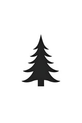 Obraz premium A minimalist line art icon of christmas tree, black outline on a white background