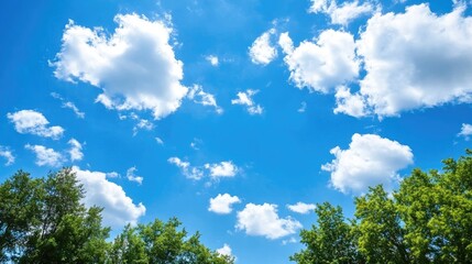 A sky so clear and blue it appears endless above a tranquil forest