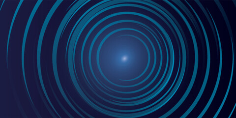 Dark blue abstract vector background with bright and elegant glowing circle lines, 3D cover of business presentation banner or night party.