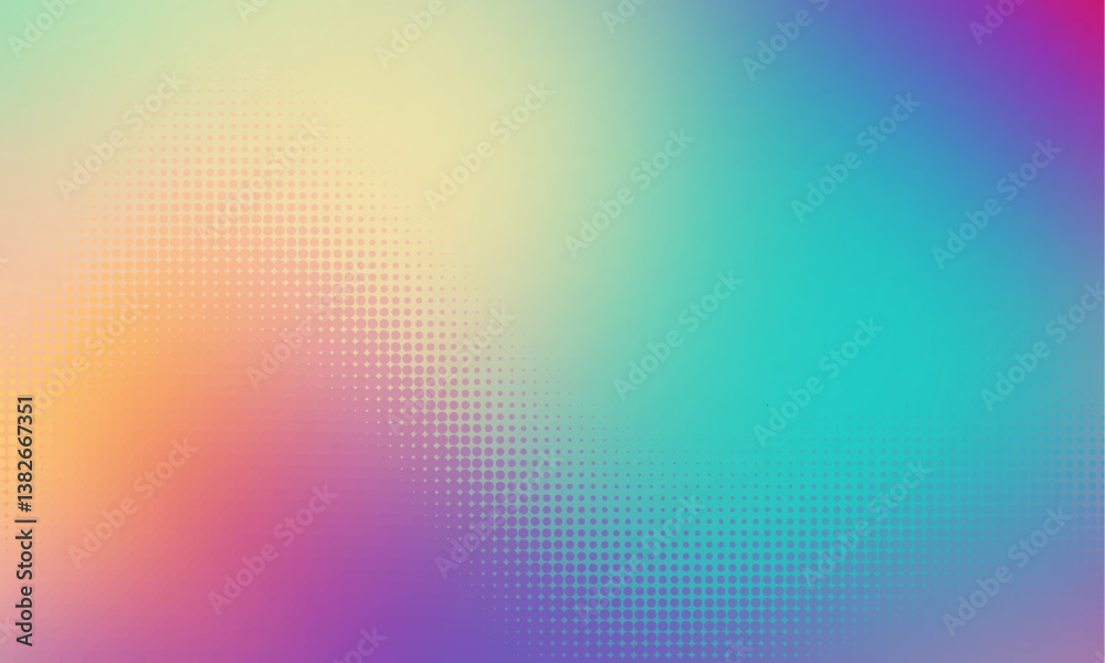 Poster Vector halftone gradient effect. Light pastel colours abstract background. Retro 80's style colors and textures