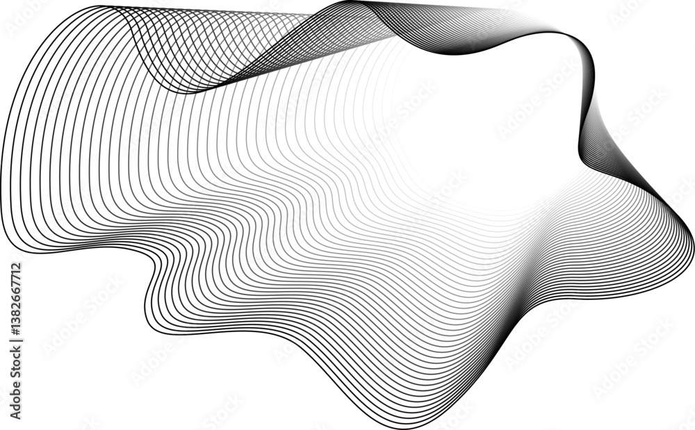 Poster Rounded square line with blending modern. Technology style, future, science, digital. Overlay vector lines