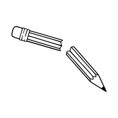 broken pencil line art vector illustration