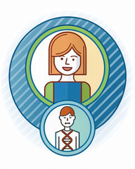 Obraz premium Smiling Woman and Man Icons Representing Connection and Communication in Illustration