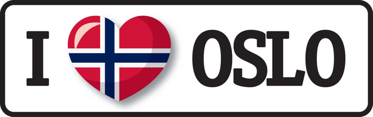 Heart with norwegian flag colors expressing love for the city of Oslo