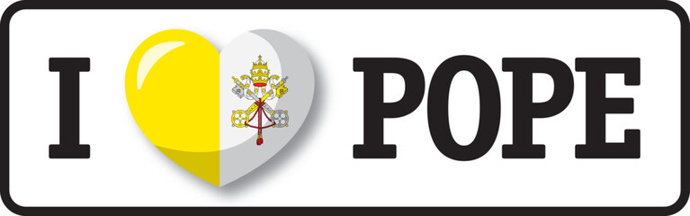 I love Pope bumper sticker with Vatican City flag heart shape