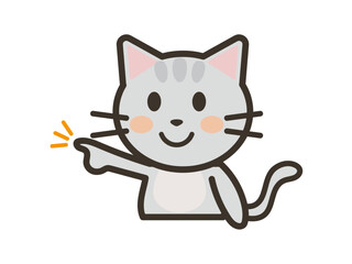 指をさすかわいいねこちゃんの上半身イラスト
