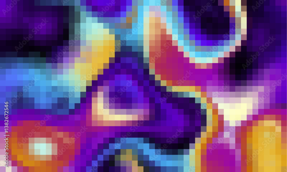 Aufkleber Trippy psychedelic colorful purple geometric shapes abstract background, Pixelated vector pattern