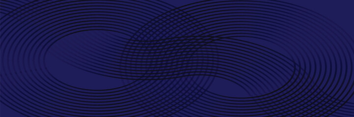 Naklejka premium Modern dark blue abstract horizontal banner background with glowing geometric lines.Suitable for covers, brochures, presentations, flyers. vector.