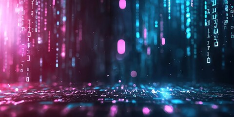 Digital binary stream falling for technology concept like coding data transfer