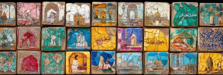 Grid of small square images depicting various buildings and landscapes