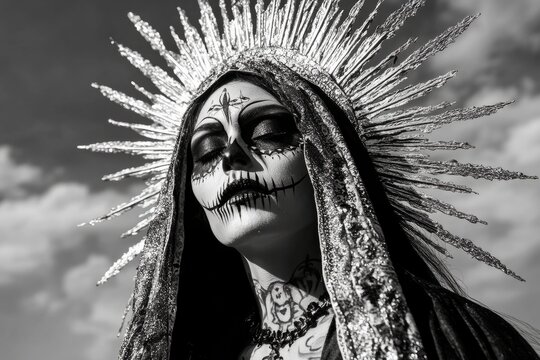 woman with traditional la muerte makeup