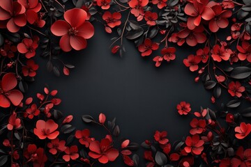 Floral celebration background featuring striking red flowers for a festive Chinese New Year greeting card design