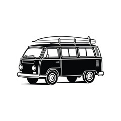 vector illustration of a car and surf boat isolated on a white background.