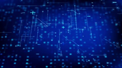 Abstract background 3D rendering video overlay template animation of a chemical bond structure and public health icon simulation. Point of view flying pass through the medical and healthcare icons - Powered by Adobe