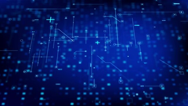 Abstract background 3D rendering video overlay template animation of a chemical bond structure and public health icon simulation. Point of view flying pass through the medical and healthcare icons