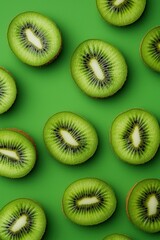 Fototapeta premium Kiwi slices animating a data-driven environmental conservation project