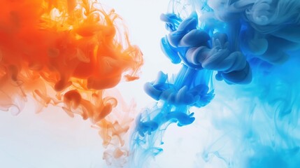 Obraz premium Abstract Ink Swirls in Blue and Orange
