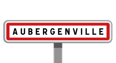 Panneau sur poteau central d’Aubergenville