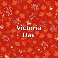 Obraz premium Victoria Day Celebration Pattern with Fireworks and Maple Leaves