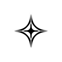 Fototapeta premium Minimal futuristic sparkle shape abstract symmetrical geometric star design black on white background