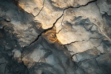 Cracked earth texture, showing deep fissures and contrasting light and dark tones.
