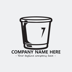 Cup illustration black and white for logo company vector image
