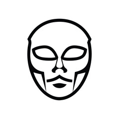 Minimalistic Black and White Tribal Mask Design with Bold Features for Ceremonial Themes