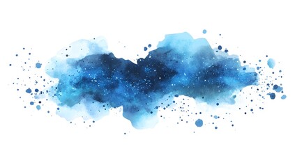 Obraz premium Abstract watercolor splatter, deep blue hues
